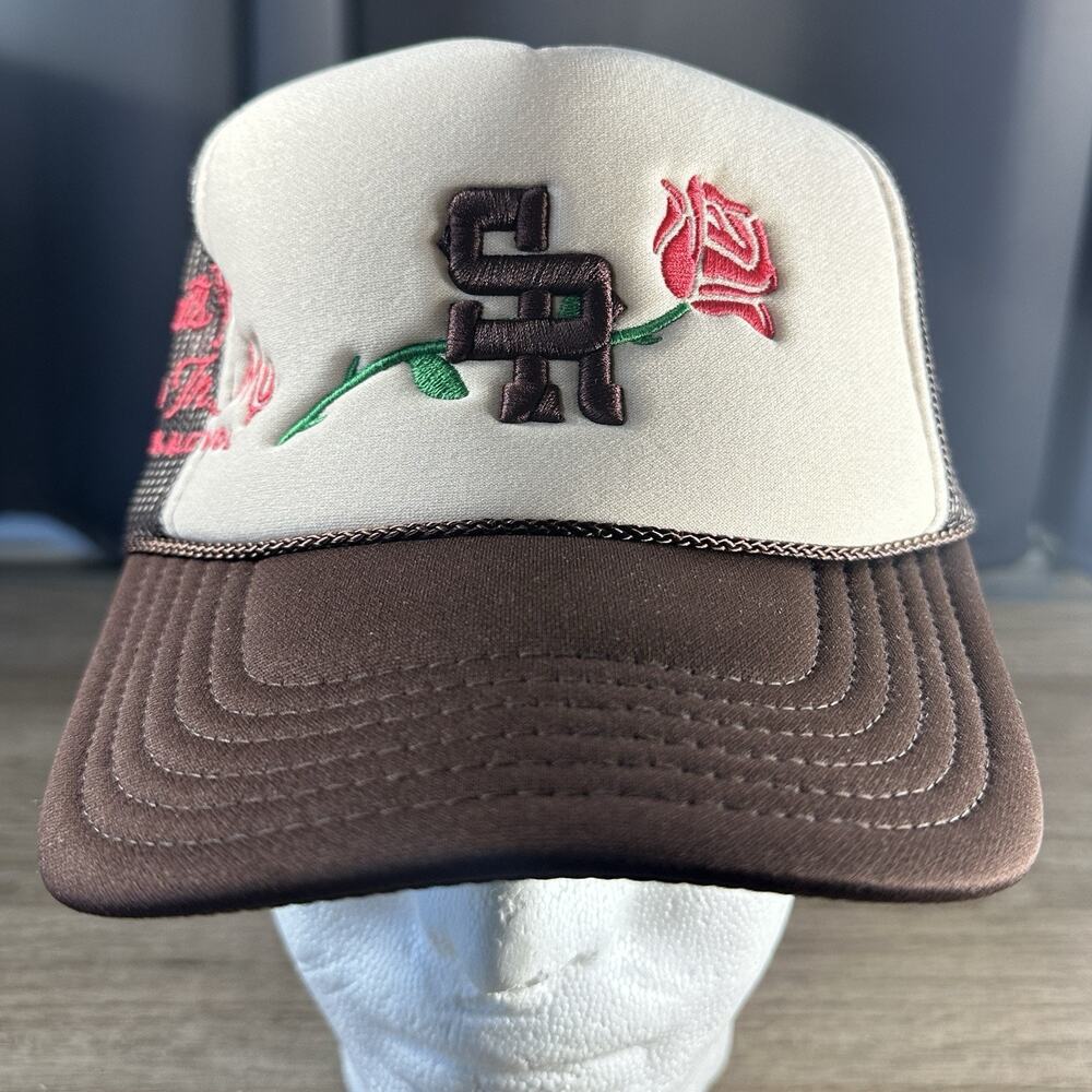 Stevenson Ranch x Ernest 100 Proof Heartache Trucker Hat Cross Rose RARE